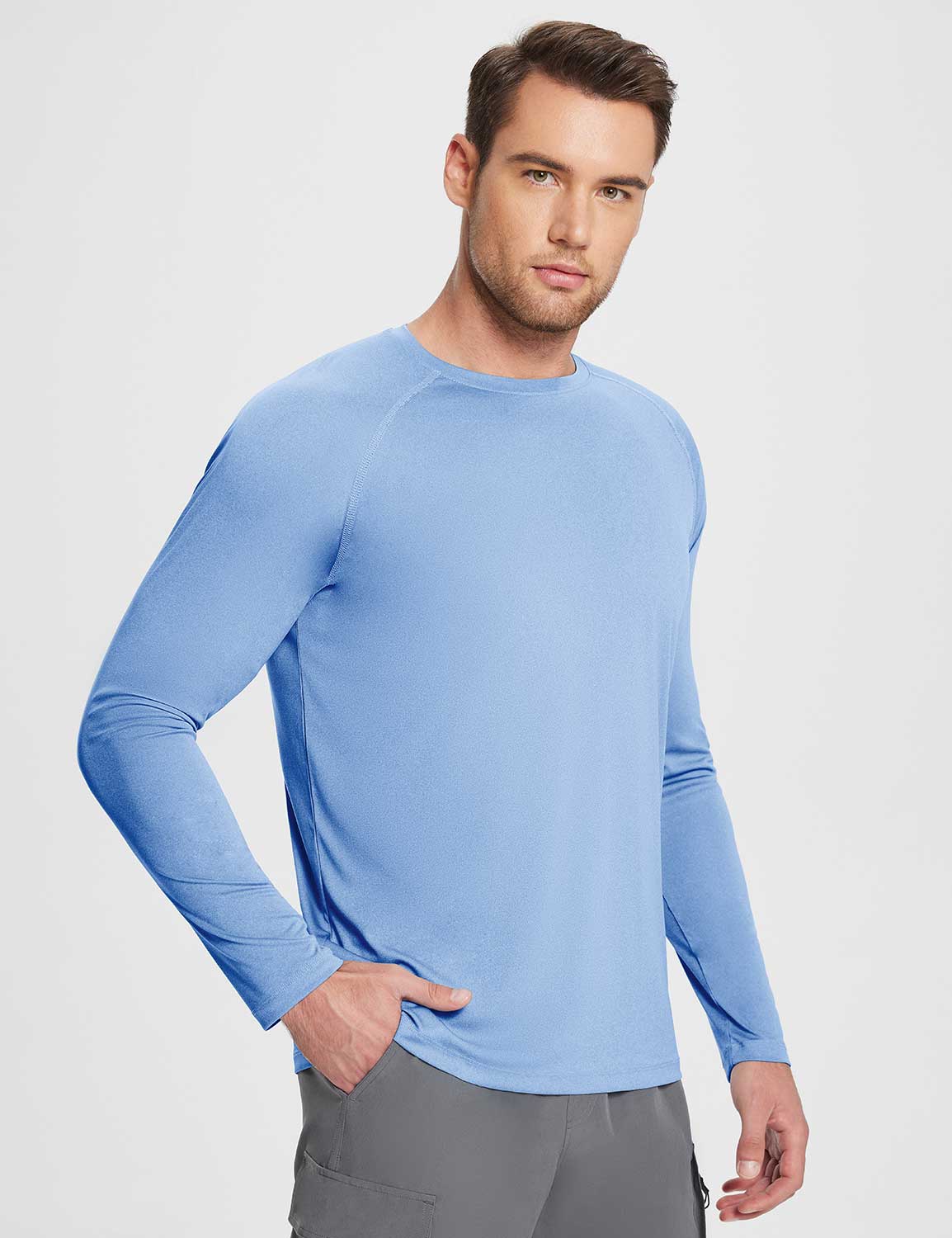 Baleaf Men's Flyleaf UPF50+ Crewneck T-Shirt ega008 Ashleigh Blue Side