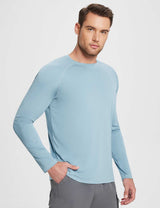 Baleaf Men's Flyleaf UPF50+ Crewneck T-Shirt ega008 Light Blue Side