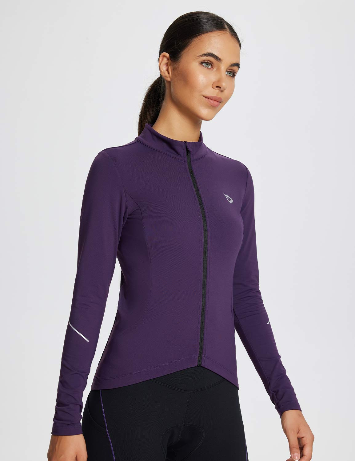 Baleaf Women's Laureate Thermal Pocketed Cycling Jersey dai042 Shadow Purple Side
