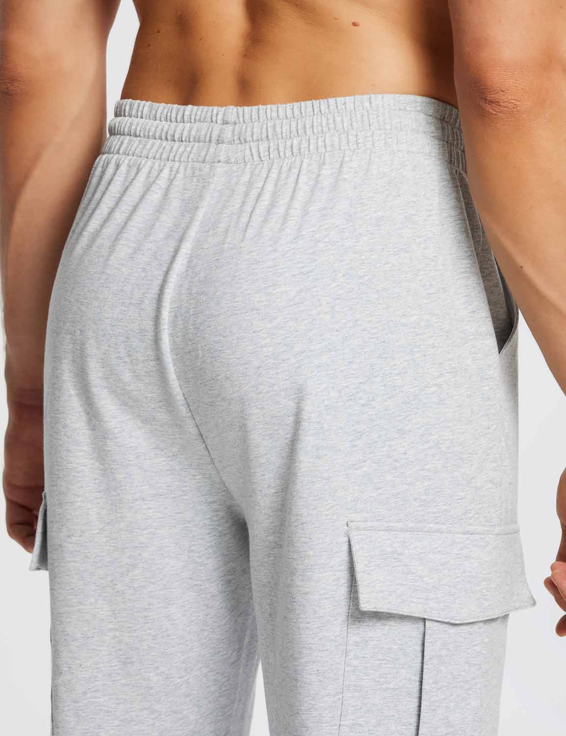 Baleaf Men's Evergreen Cotton Cargo Sweatpants dbh071 Grey Details