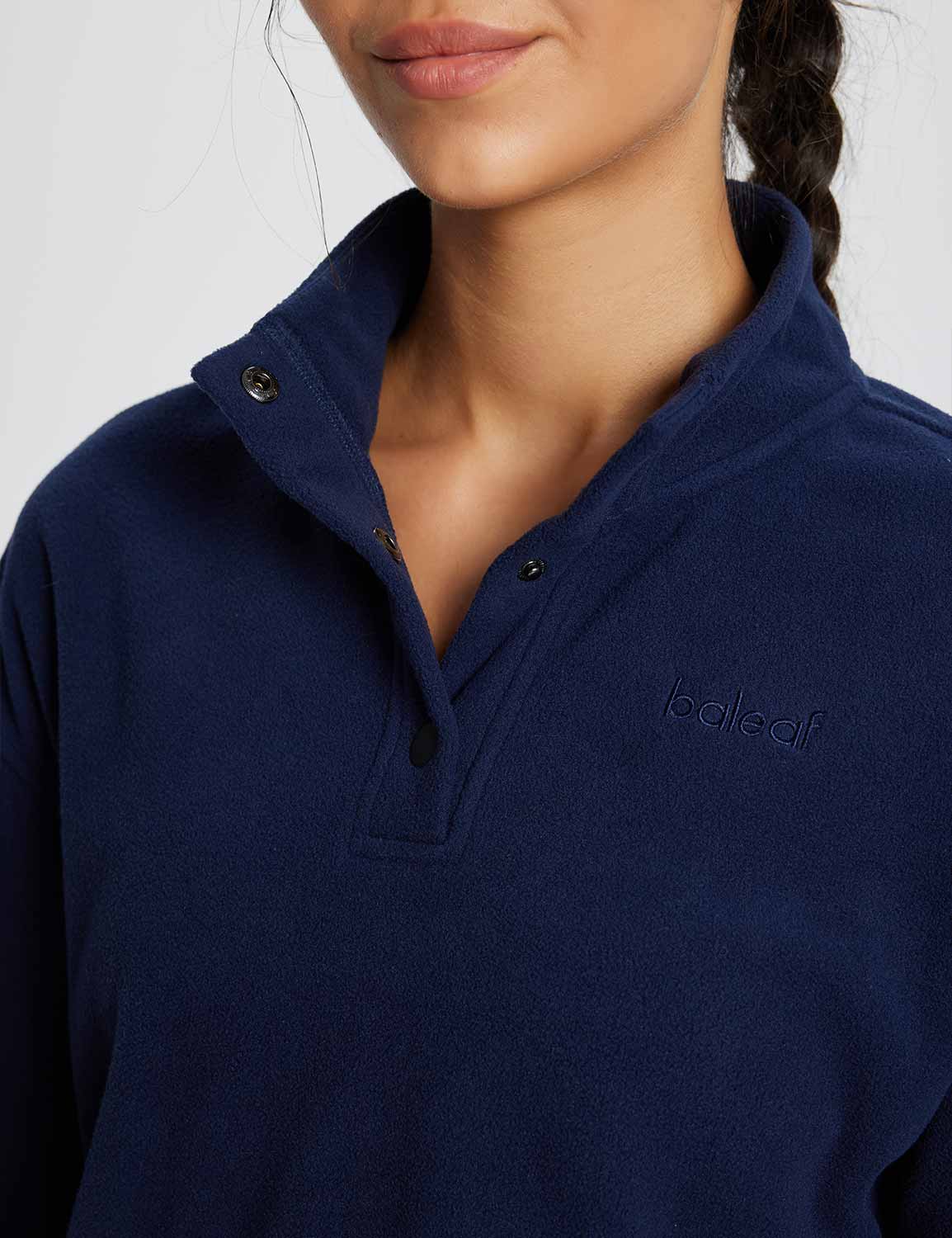 Baleaf Women's Turtleneck Long-Sleeve Crop Pullover dbd073 Dark Sapphire Details