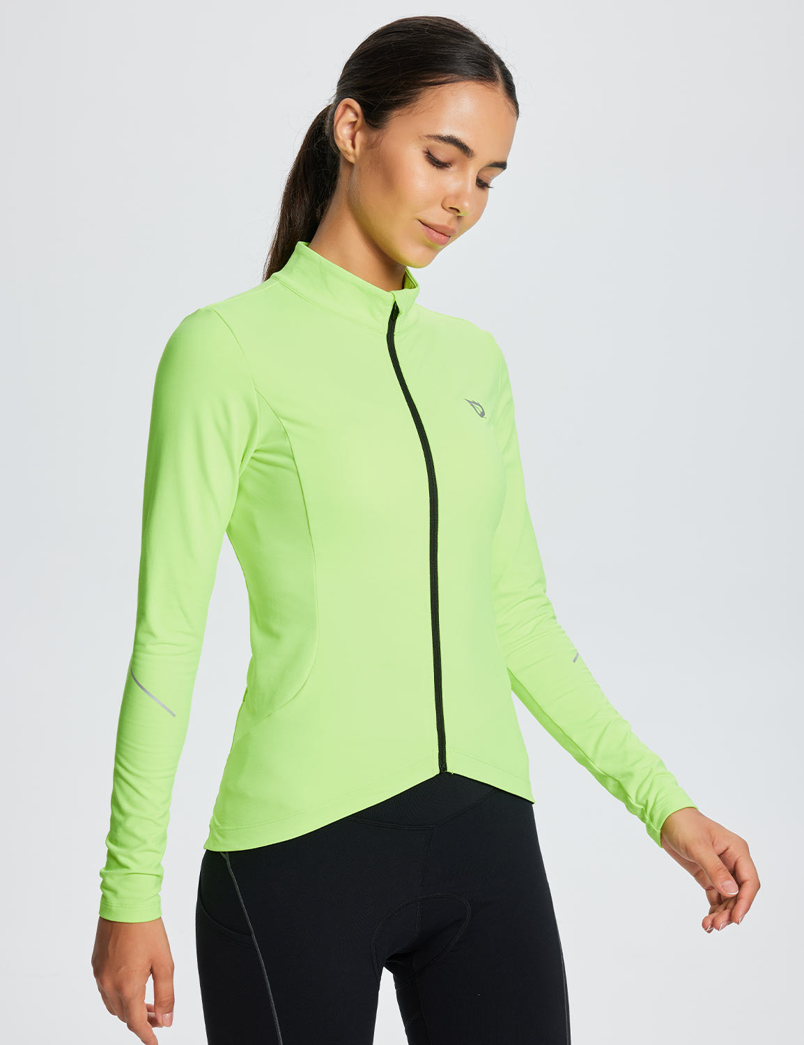 Baleaf Women's Laureate Thermal Pocketed Cycling Jersey dai042 Fluorescent Green Side