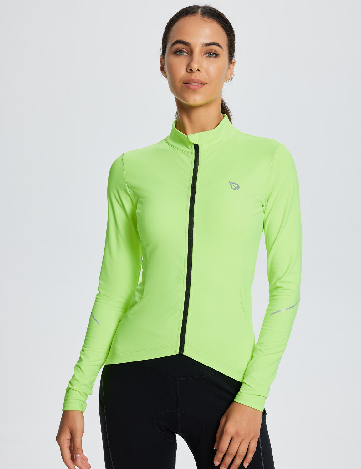 Baleaf Women's Laureate Thermal Pocketed Cycling Jersey dai042 Fluorescent Green Main