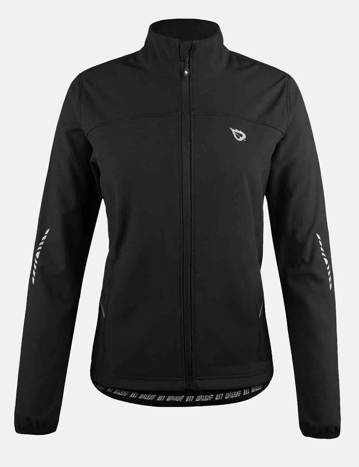 Baleaf Women's Wind- & Waterproof Thermal Long Sleeved Cycling Jacket aaa464 Black Front