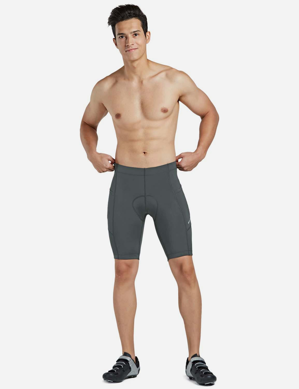 Baleaf Men's 3D Chamois Padded Low Cut Long Compression Cycling Shorts aai070 Gray Full