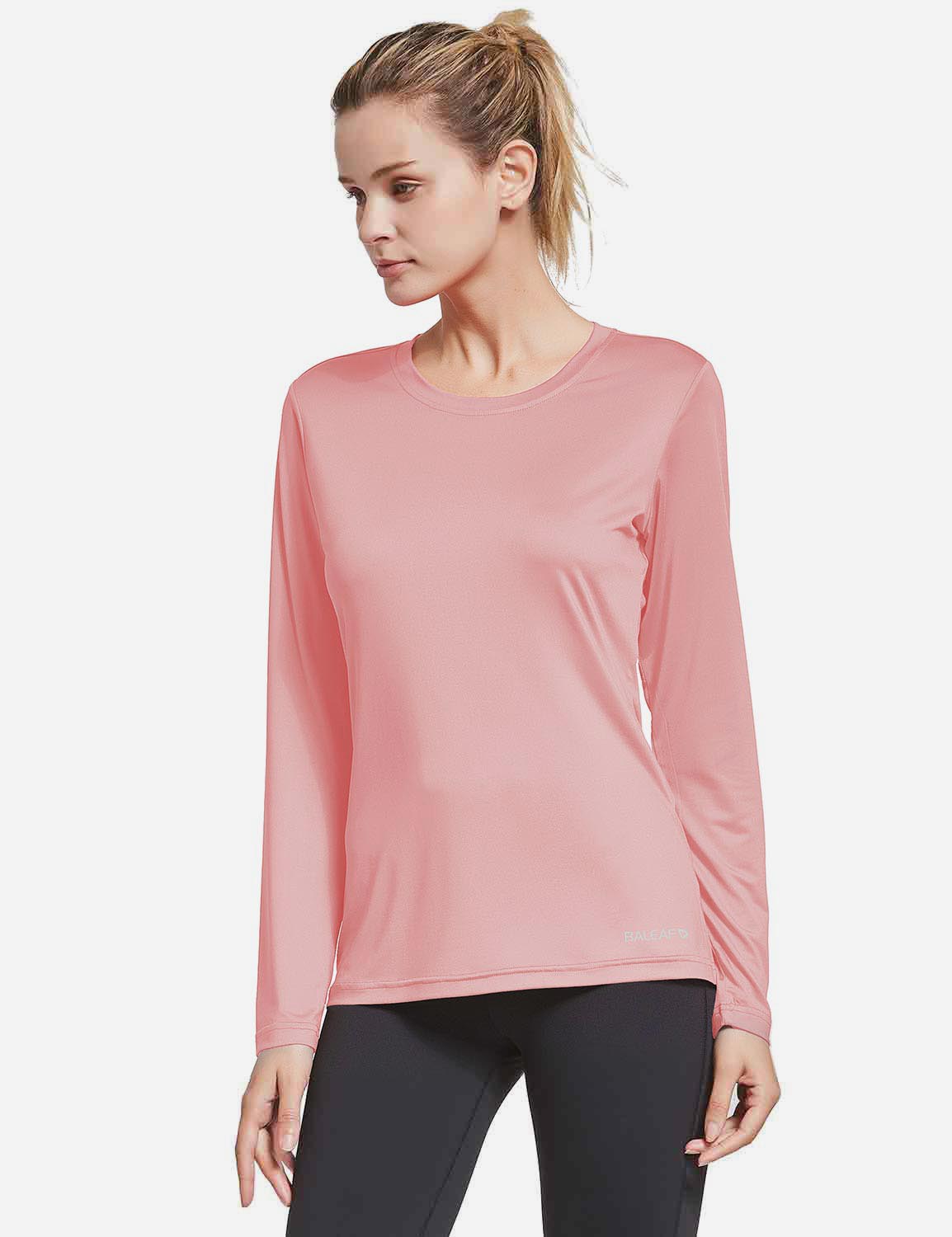 BALEAF Women's Loose Fit Tagless Workout Long Sleeved Shirt	abd294 Pink Front
