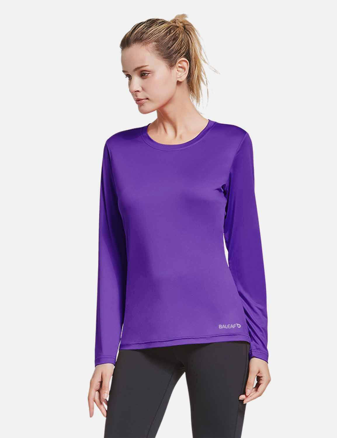 BALEAF Women's Loose Fit Tagless Workout Long Sleeved Shirt abd294 Purple Front