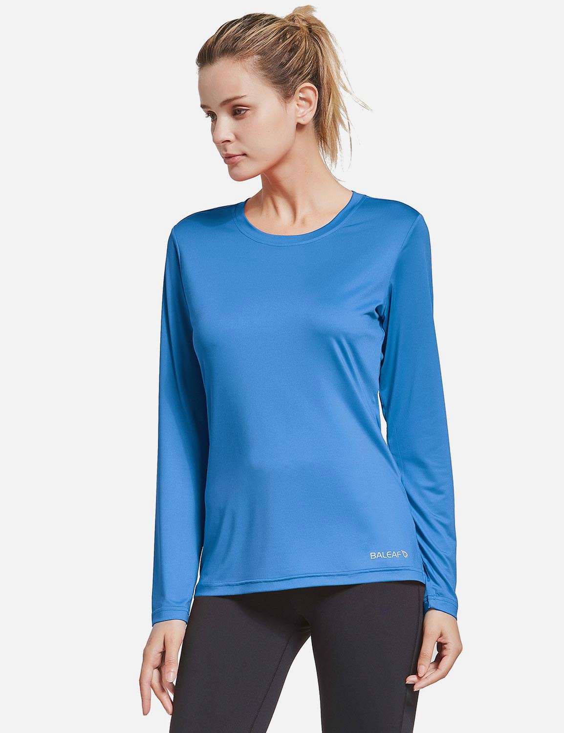 BALEAF Women's Loose Fit Tagless Workout Long Sleeved Shirt abd294 Royal Blue Front