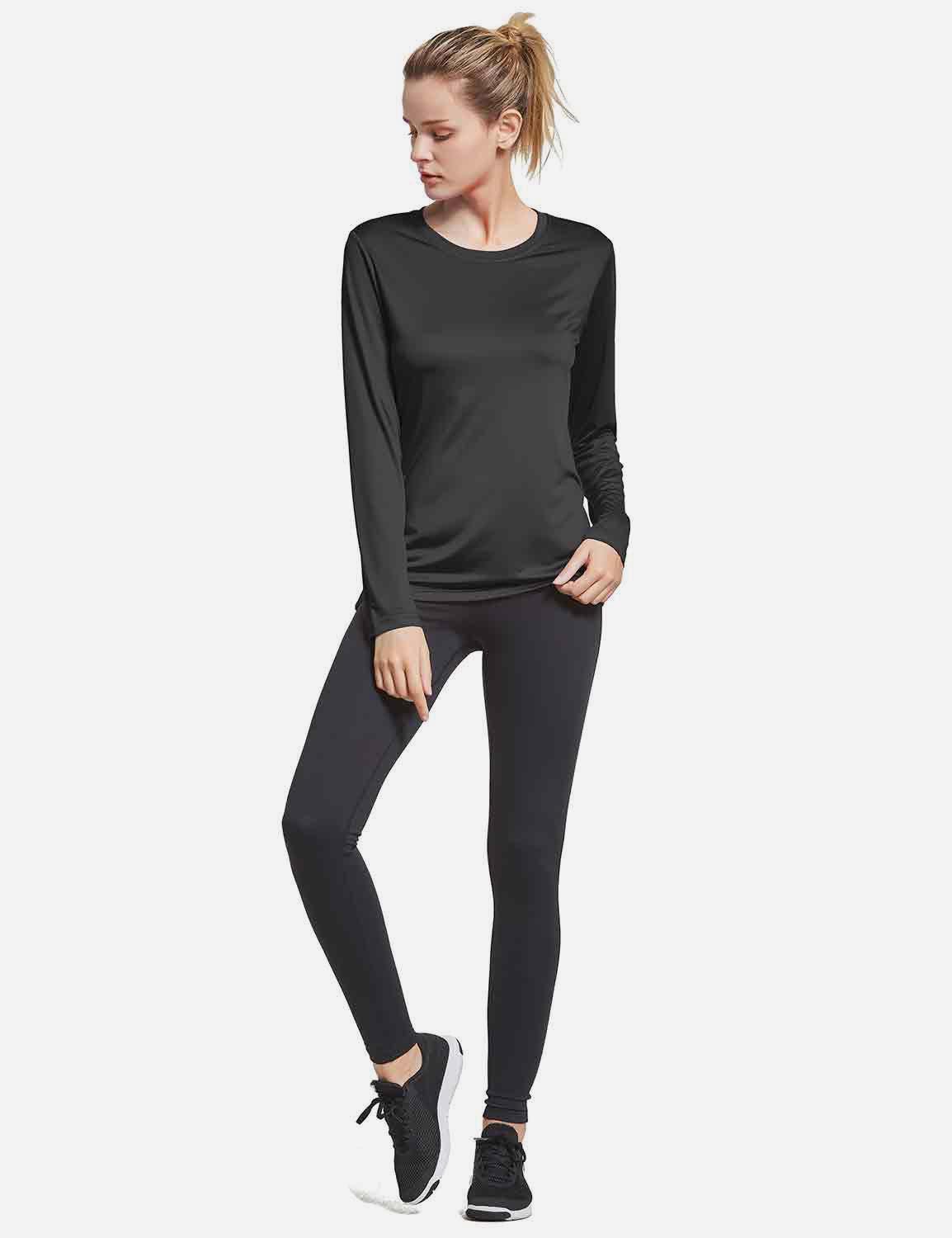 BALEAF Women's Loose Fit Tagless Workout Long Sleeved Shirt abd294 Black Full
