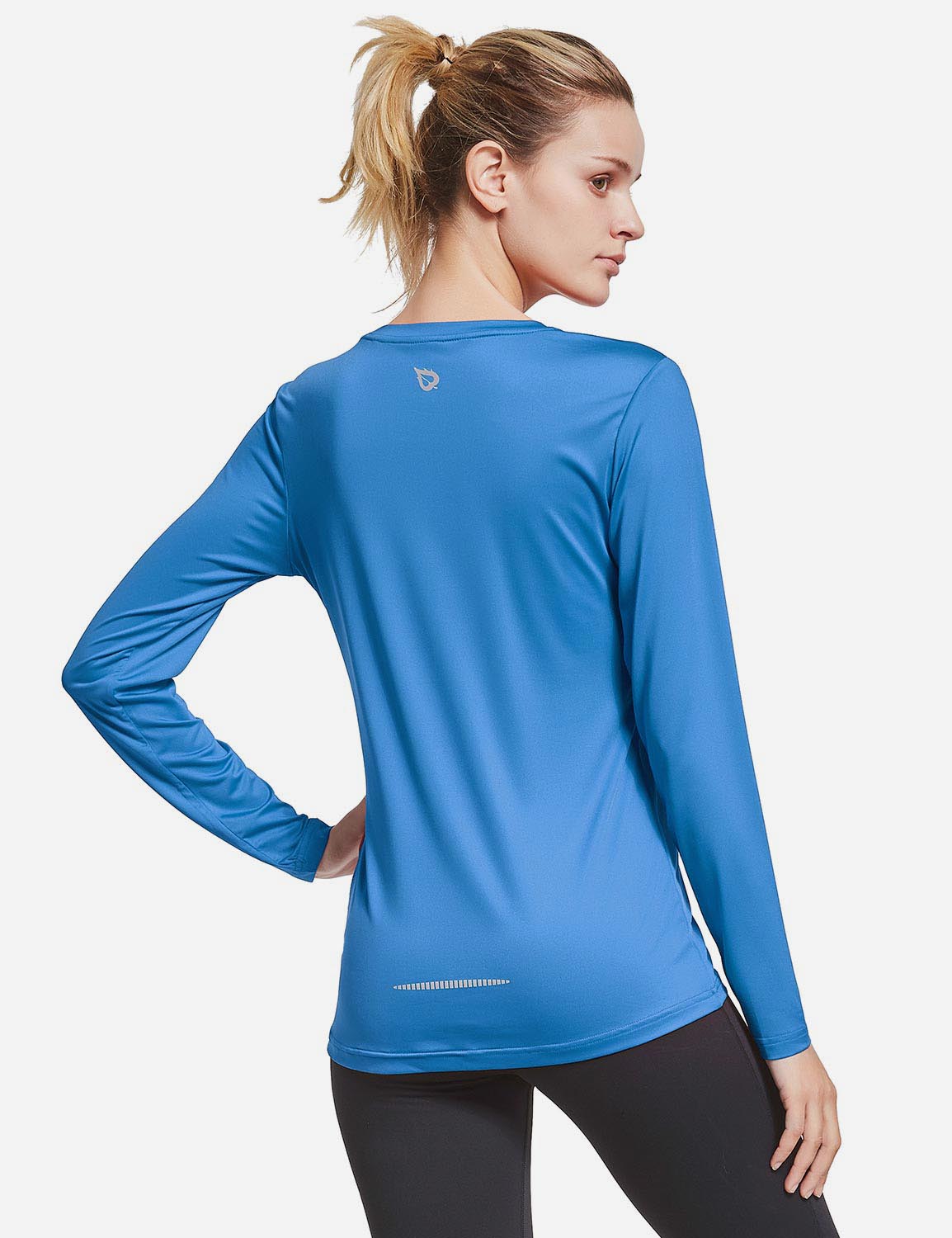 BALEAF Women's Loose Fit Tagless Workout Long Sleeved Shirt abd294 Royal Blue Back