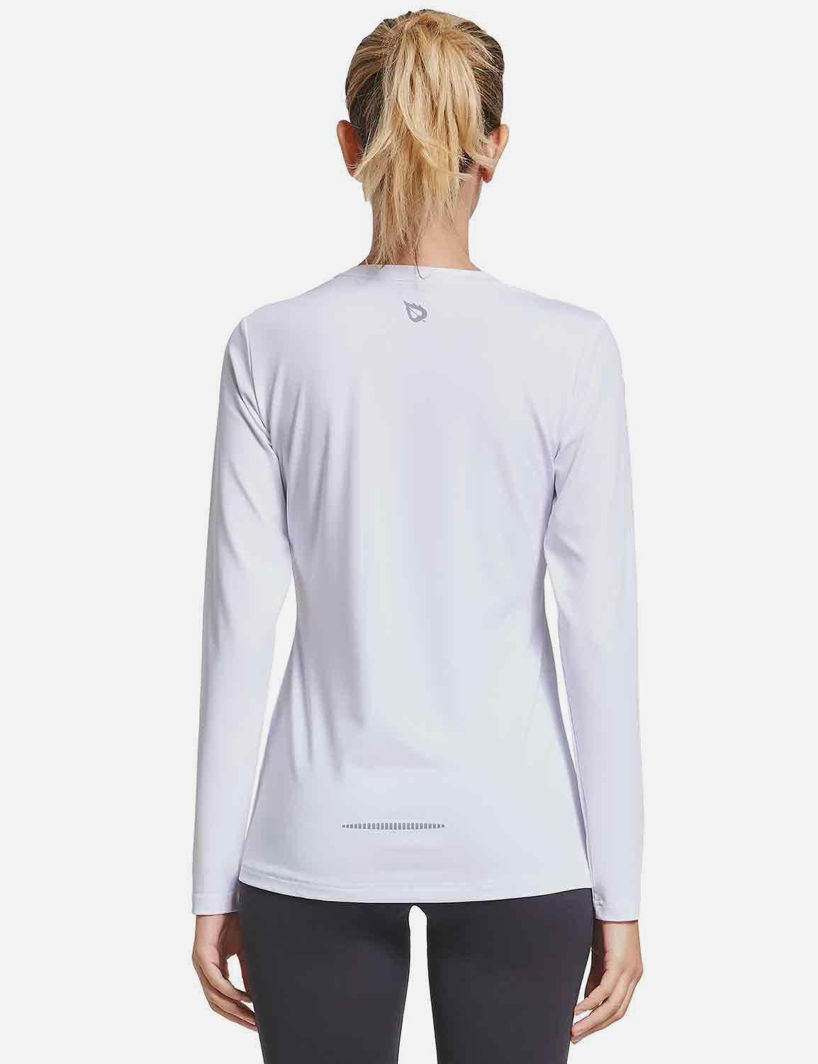 BALEAF Women's Loose Fit Tagless Workout Long Sleeved Shirt abd294 White Back