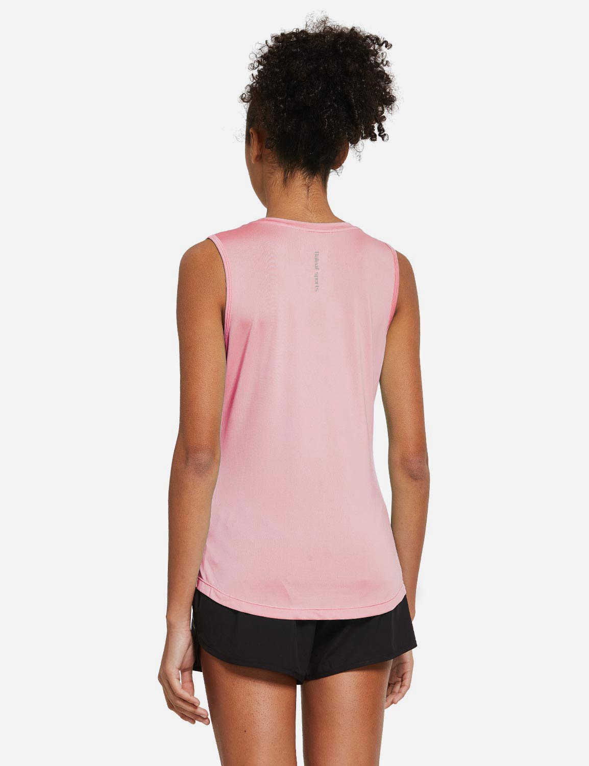 Baleaf Women's Polyester Crewneck Tagless Loose Fit Tank Top abd365 Pink Back