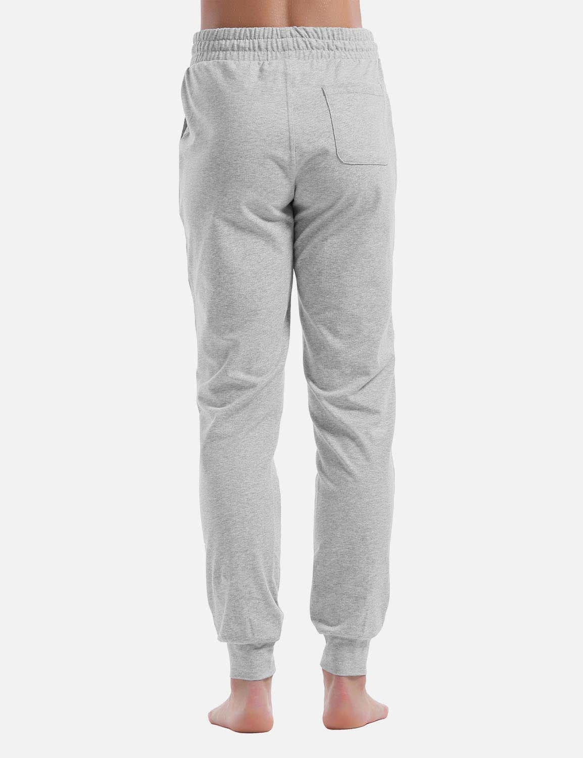 Baleaf Women's Cotton Comfy Pocketed & Tapered Weekend Joggers abh103 Light Gray Back