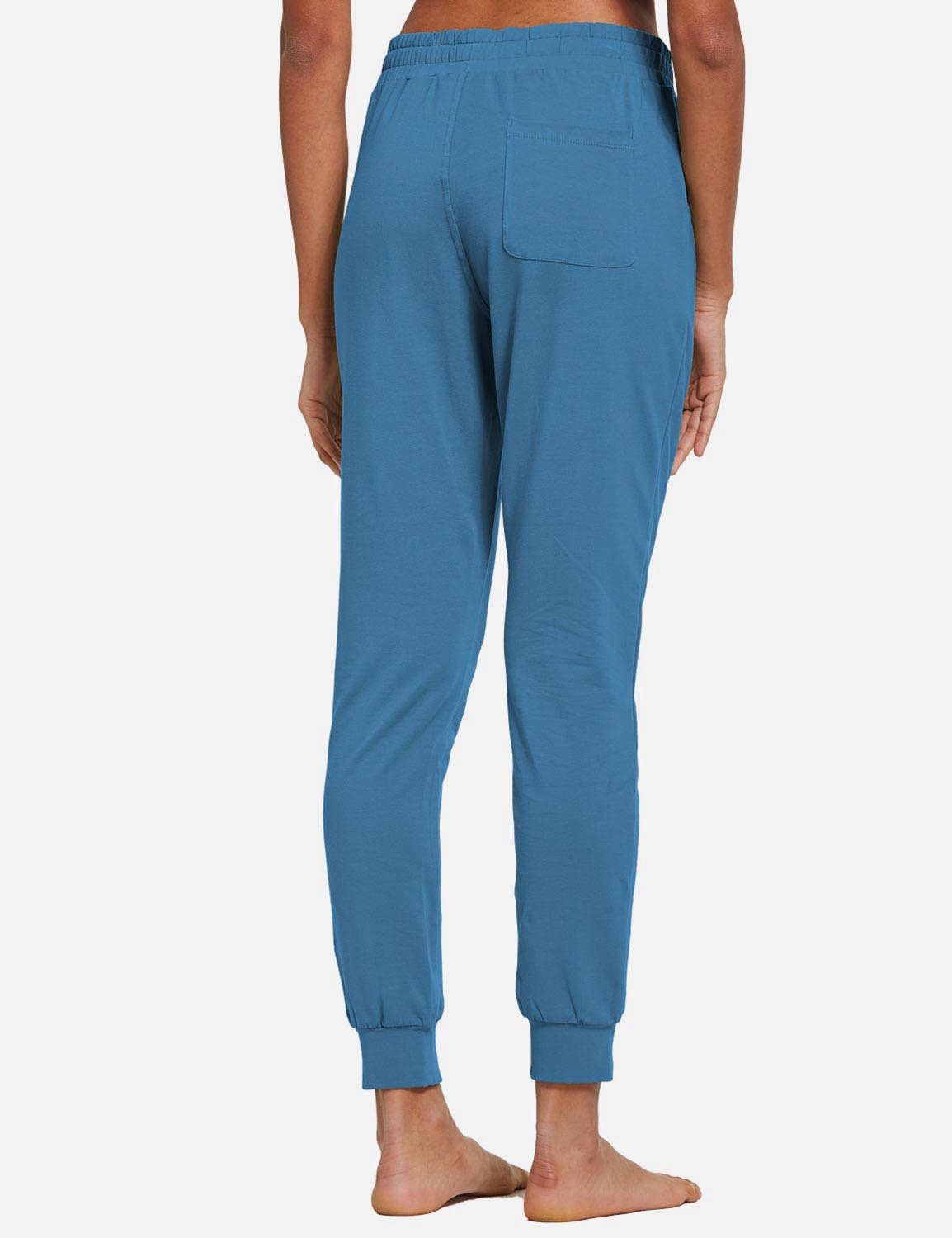 Baleaf Women's Cotton Comfy Pocketed & Tapered Weekend Joggers abh103 Sea Blue Back