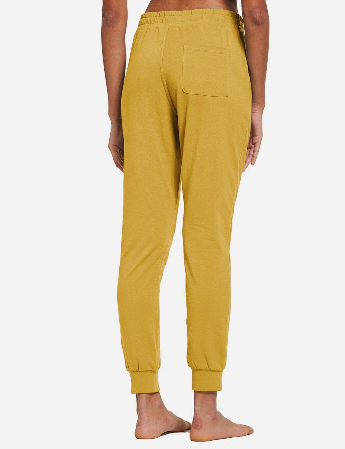 Baleaf Women's Cotton Comfy Pocketed & Tapered Weekend Joggers abh103 Misted Yellow Back