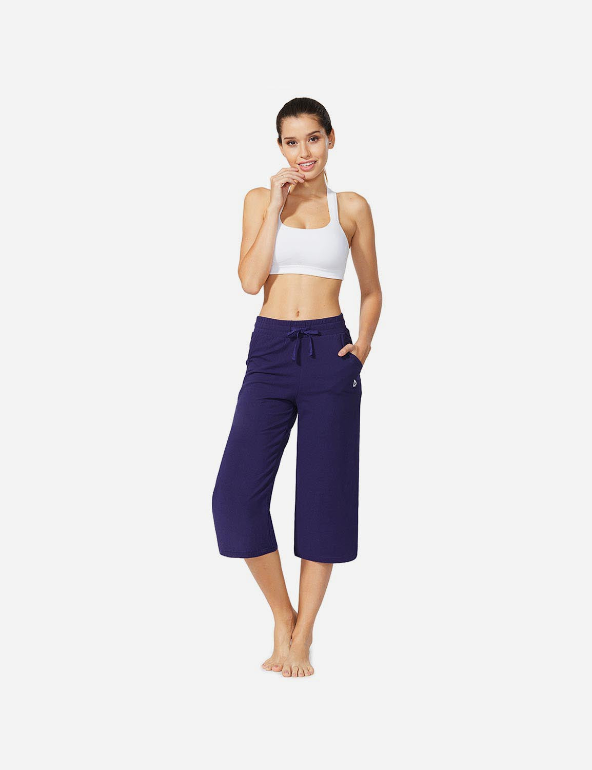 Baleaf Women's 20'' High Rise Drawcord Loose Fit Pocketed Sweatpants abh107 Heather Purple Full