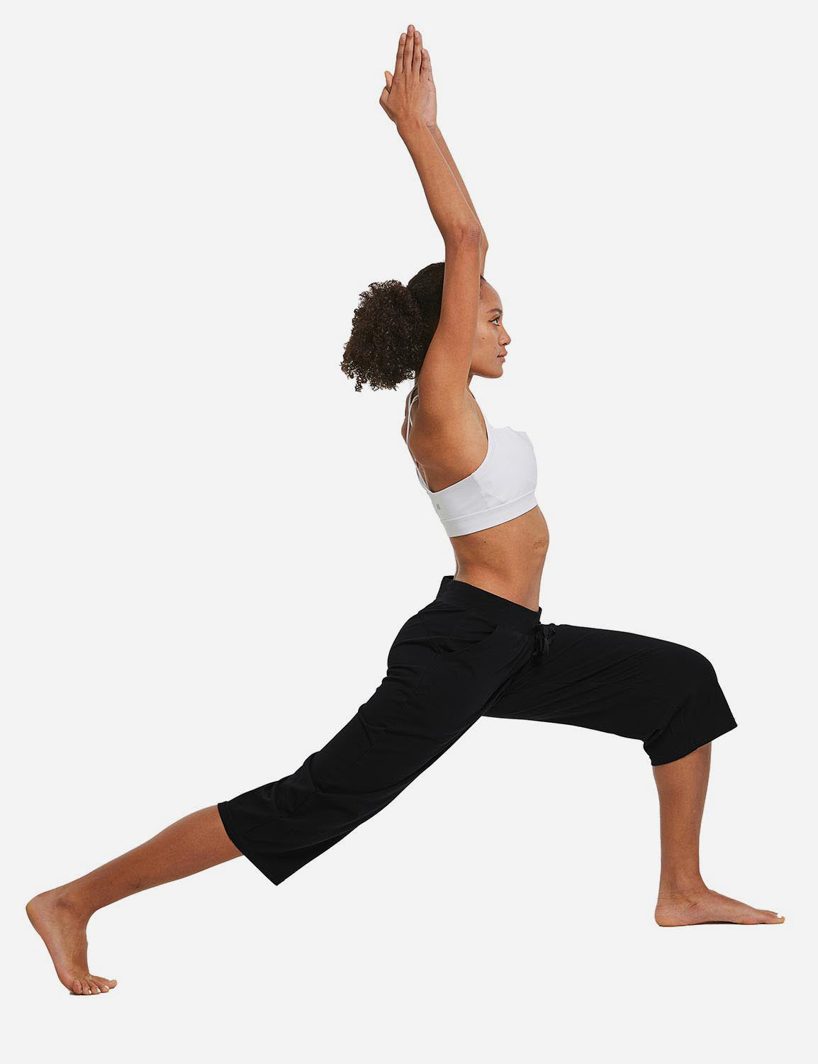 Baleaf Women's 20'' Open Leg Yoga Lounge Pocketed 3/4 Sweat Pants abh181 Black Full