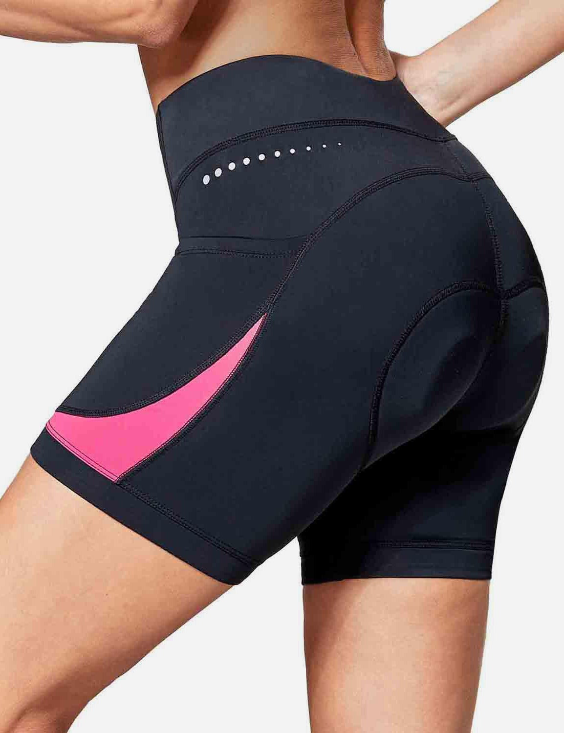 Baleaf Women's UPF 50+ 5" Bike Shorts 4D Padded Pockets Cycling Underw?????? cai010 Hot Pink Back