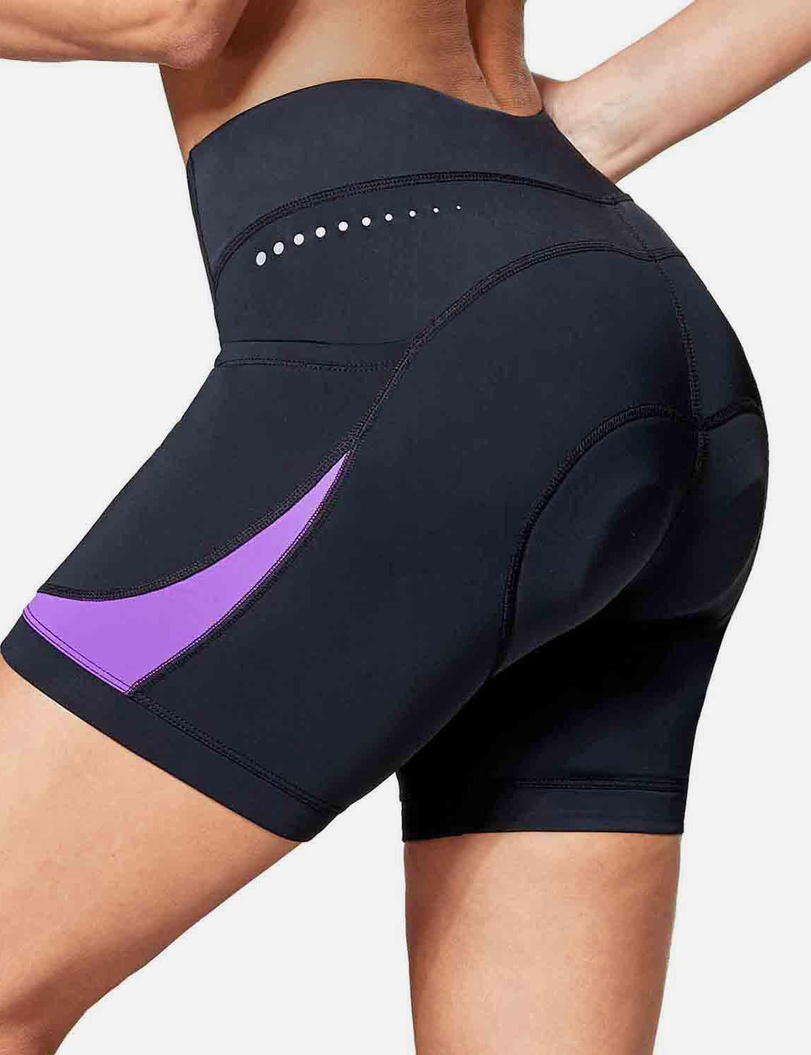 Baleaf Women's UPF 50+ 5" Bike Shorts 4D Padded Pockets Cycling Underw?????? cai010 Deep Lavender Back