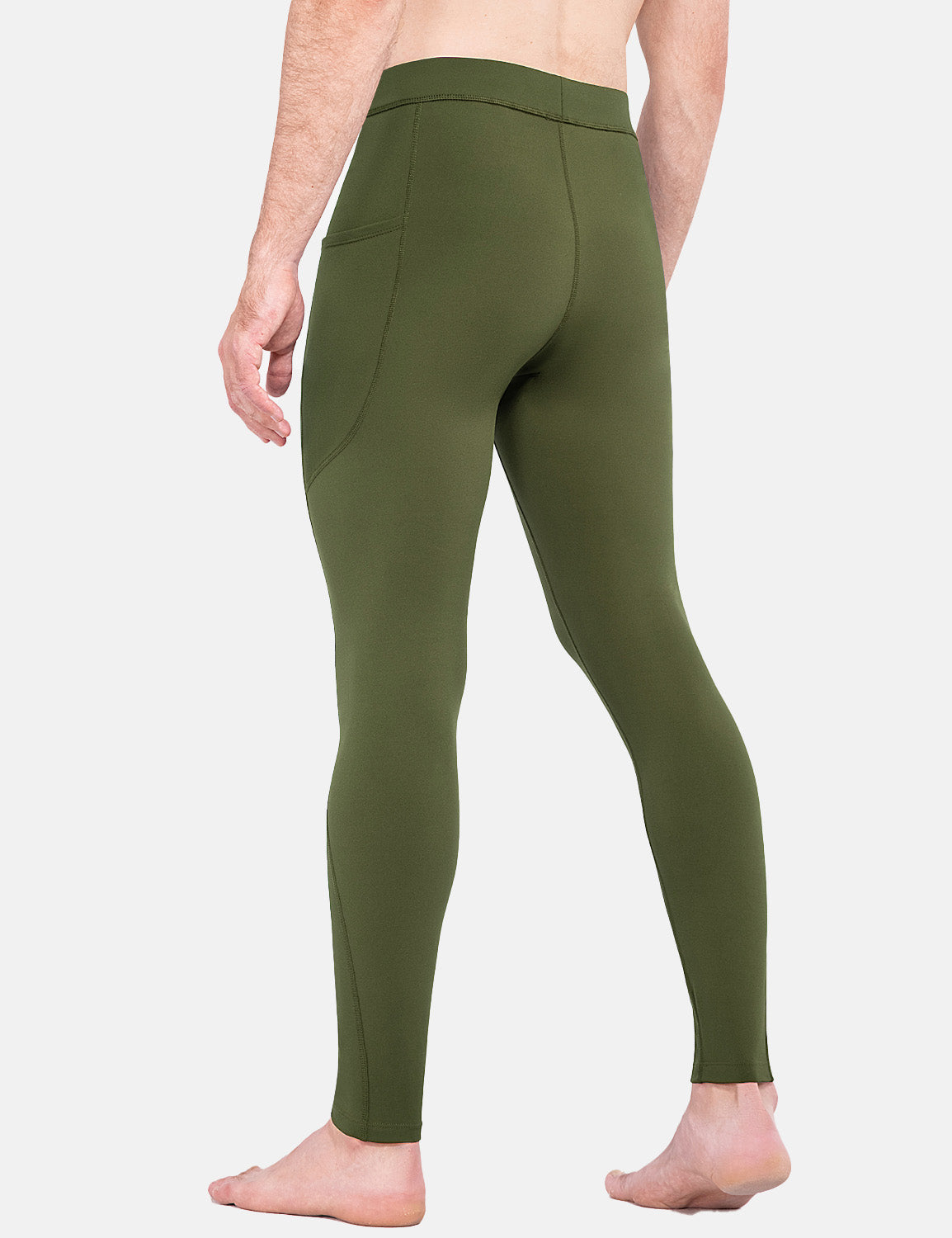 Baleaf Men's Fleece Lined Yoga Tight Pants cbh044 Green Back