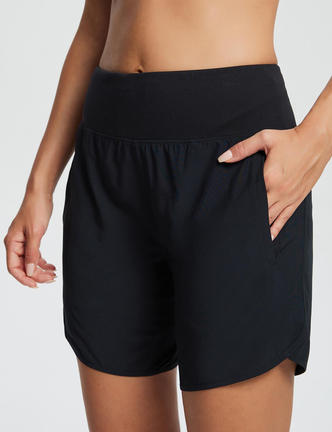 Baleaf Women's Sustainable Knitted 2-in-1 Shorts dbd048 Anthracite Details