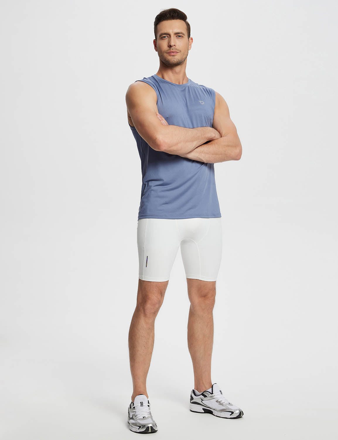 Baleaf Men's Lycra 2-in-1 Compresion Shorts (Website Exclusive) dbd060 Lucent White Full
