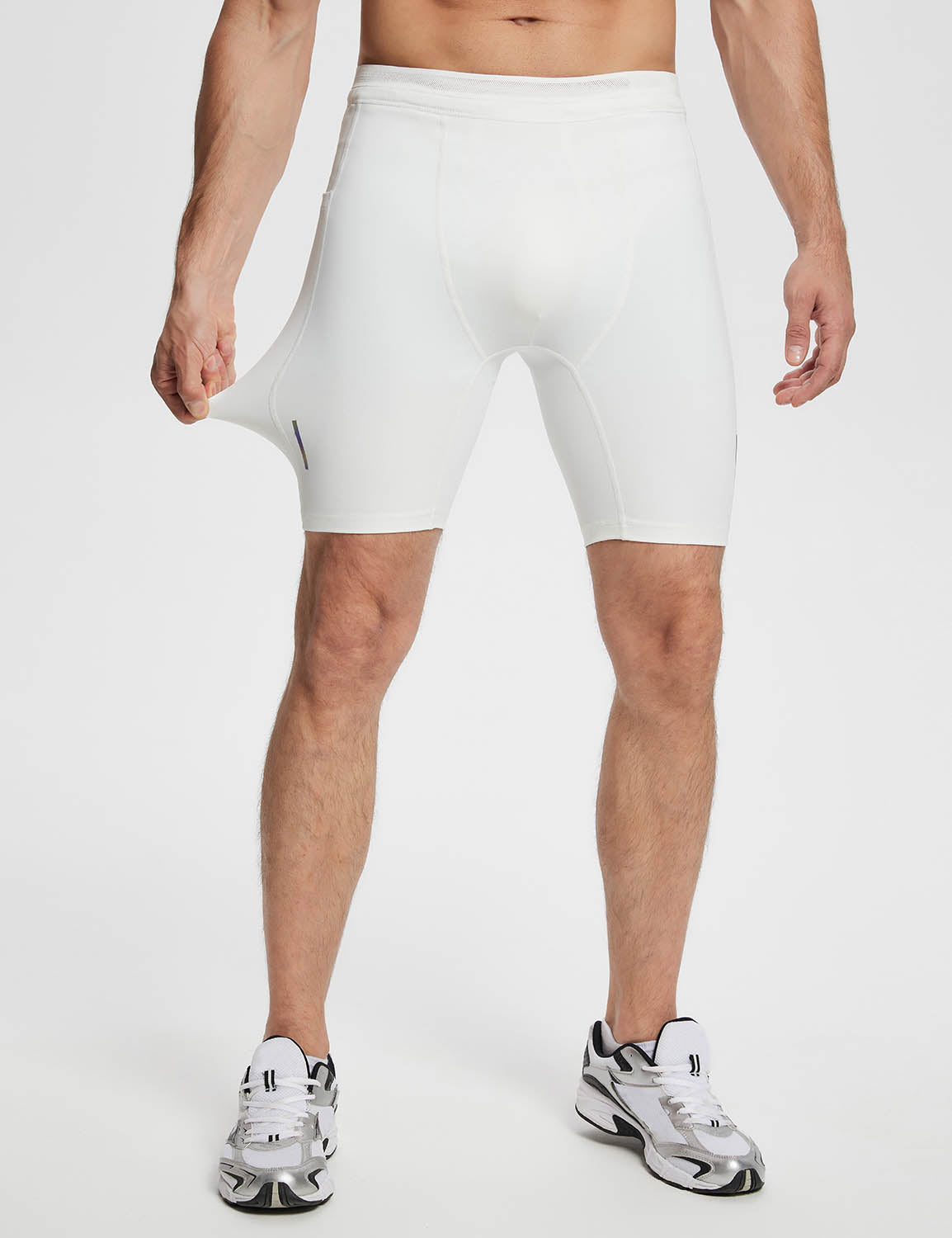 Baleaf Men's Lycra 2-in-1 Compresion Shorts (Website Exclusive) dbd060 Lucent White Side