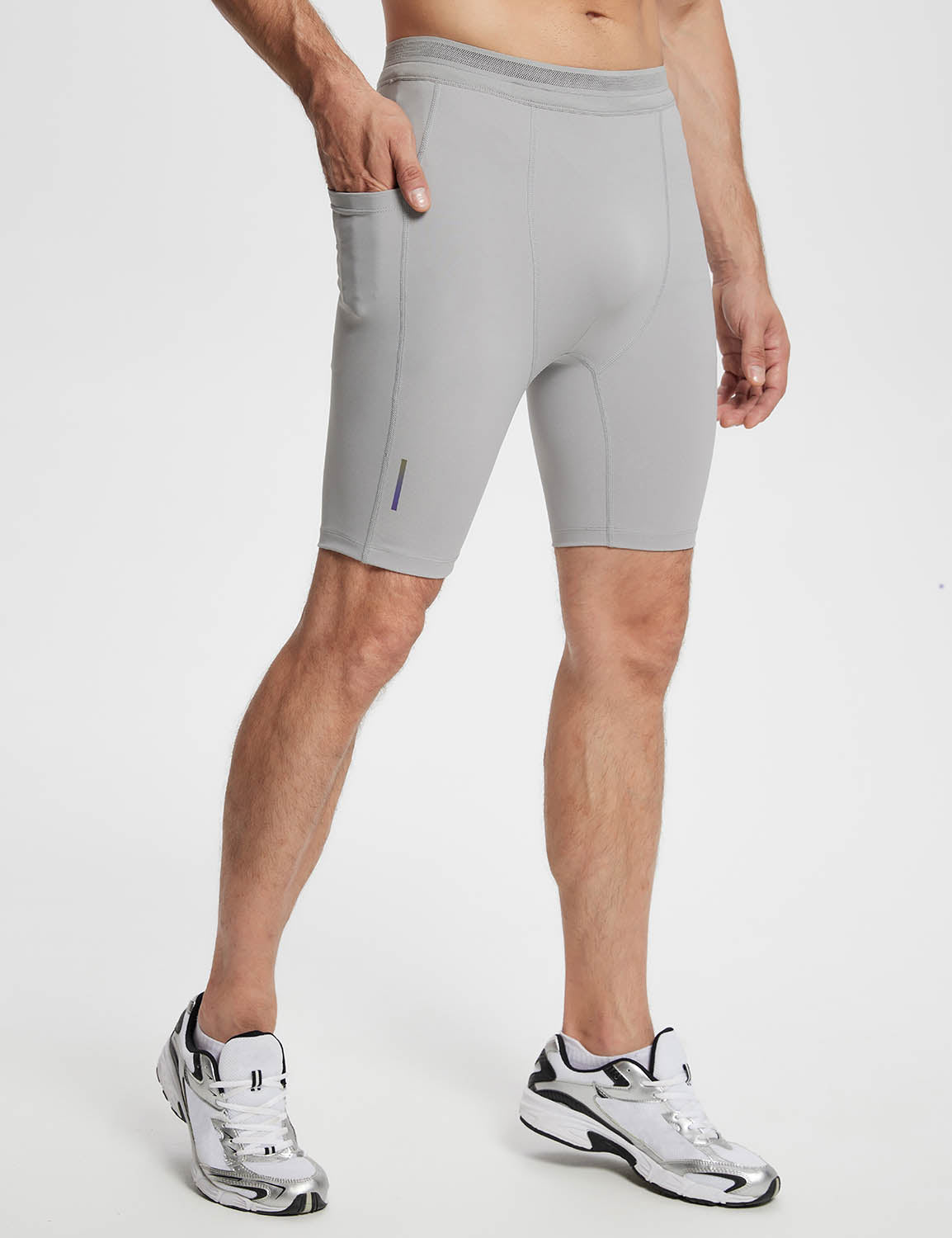 Baleaf Men's Lycra 2-in-1 Compresion Shorts (Website Exclusive) dbd060 Alloy Side