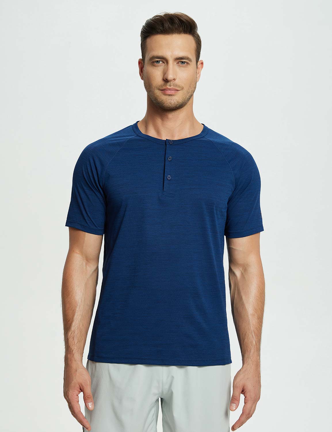Baleaf Men's Short-Sleeve Henley T-Shirt (Website Exclusive) dbd067 Navy Peony Main