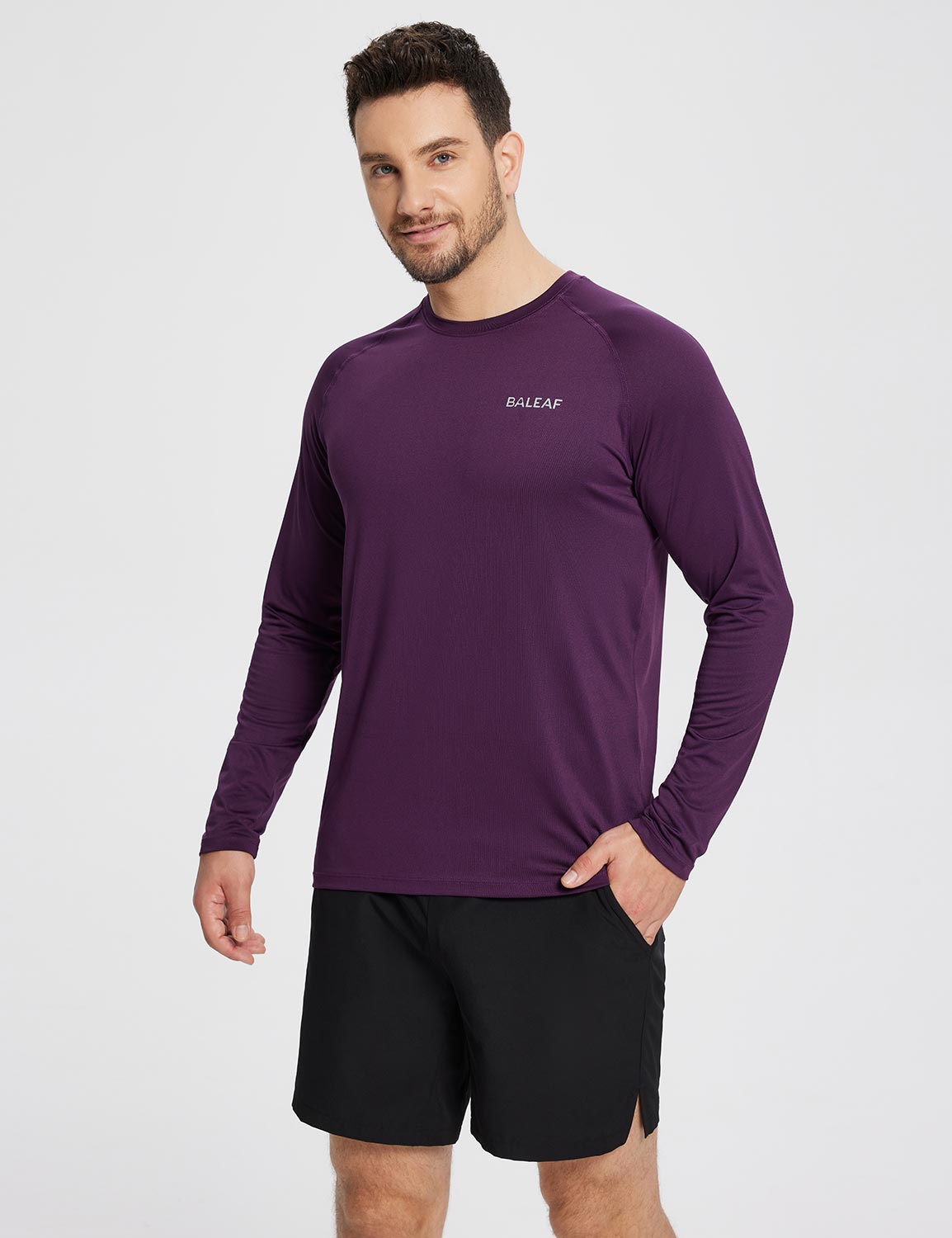 Baleaf Men's Sustainable Long-Sleeve Baselayer Shadow Purple Side