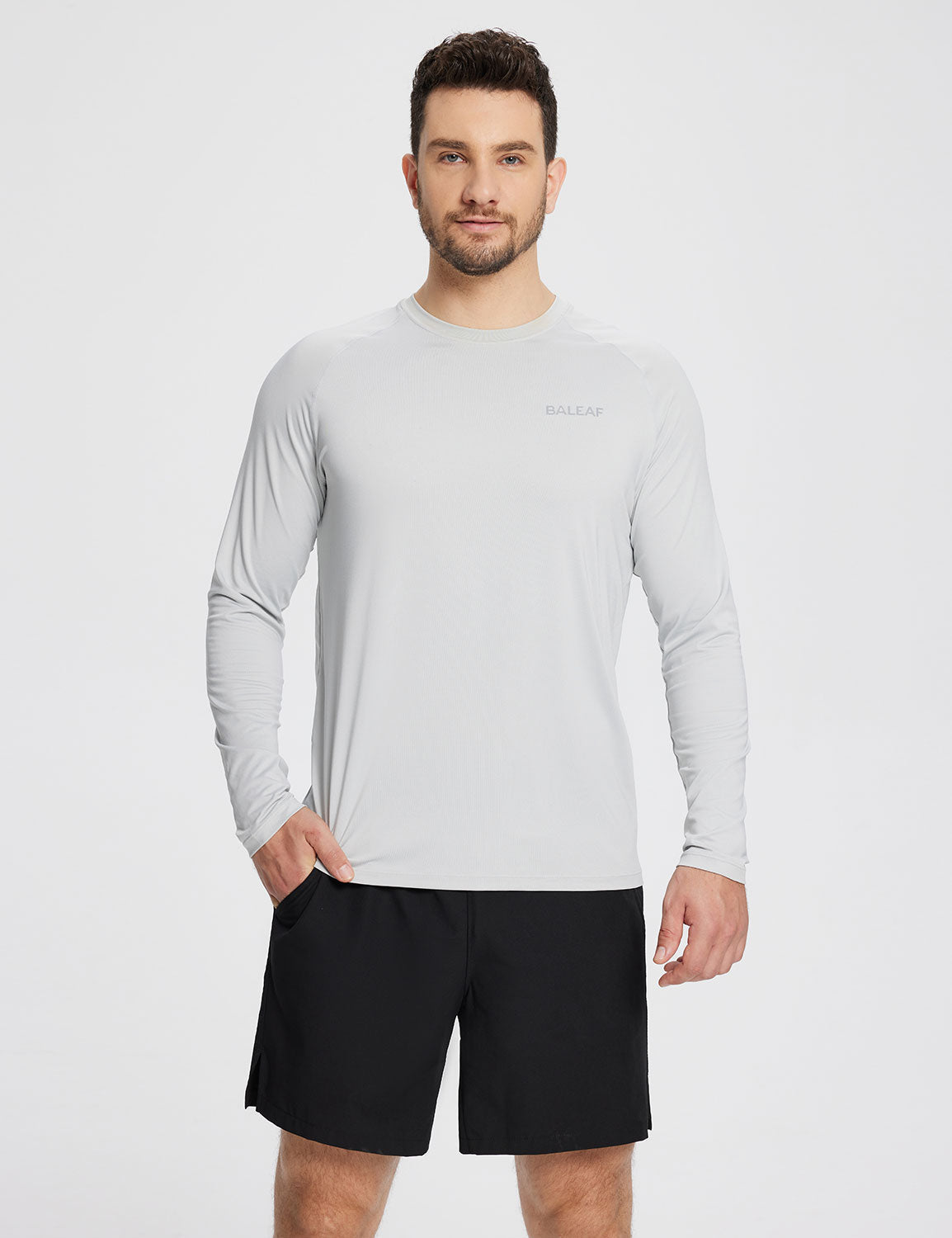 Baleaf Men's Sustainable Long-Sleeve Baselayer Glacier Grey Main