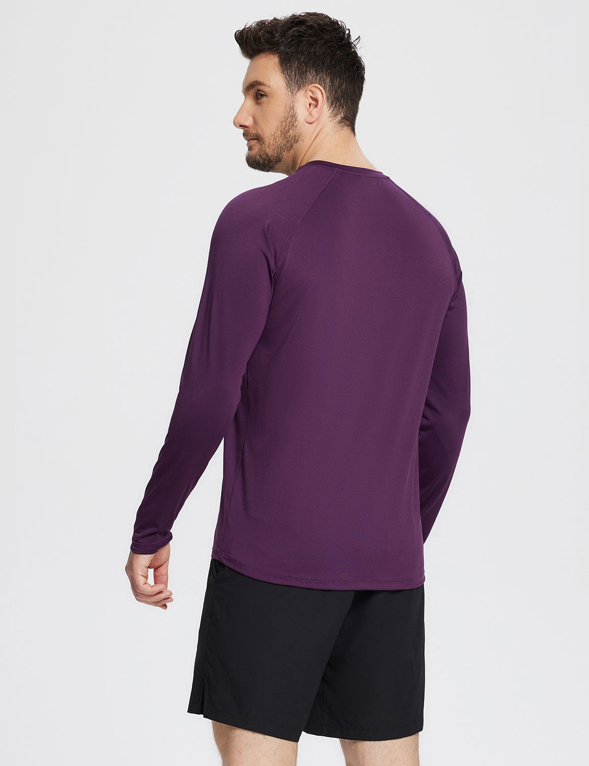 Baleaf Men's Sustainable Long-Sleeve Baselayer Shadow Purple Back