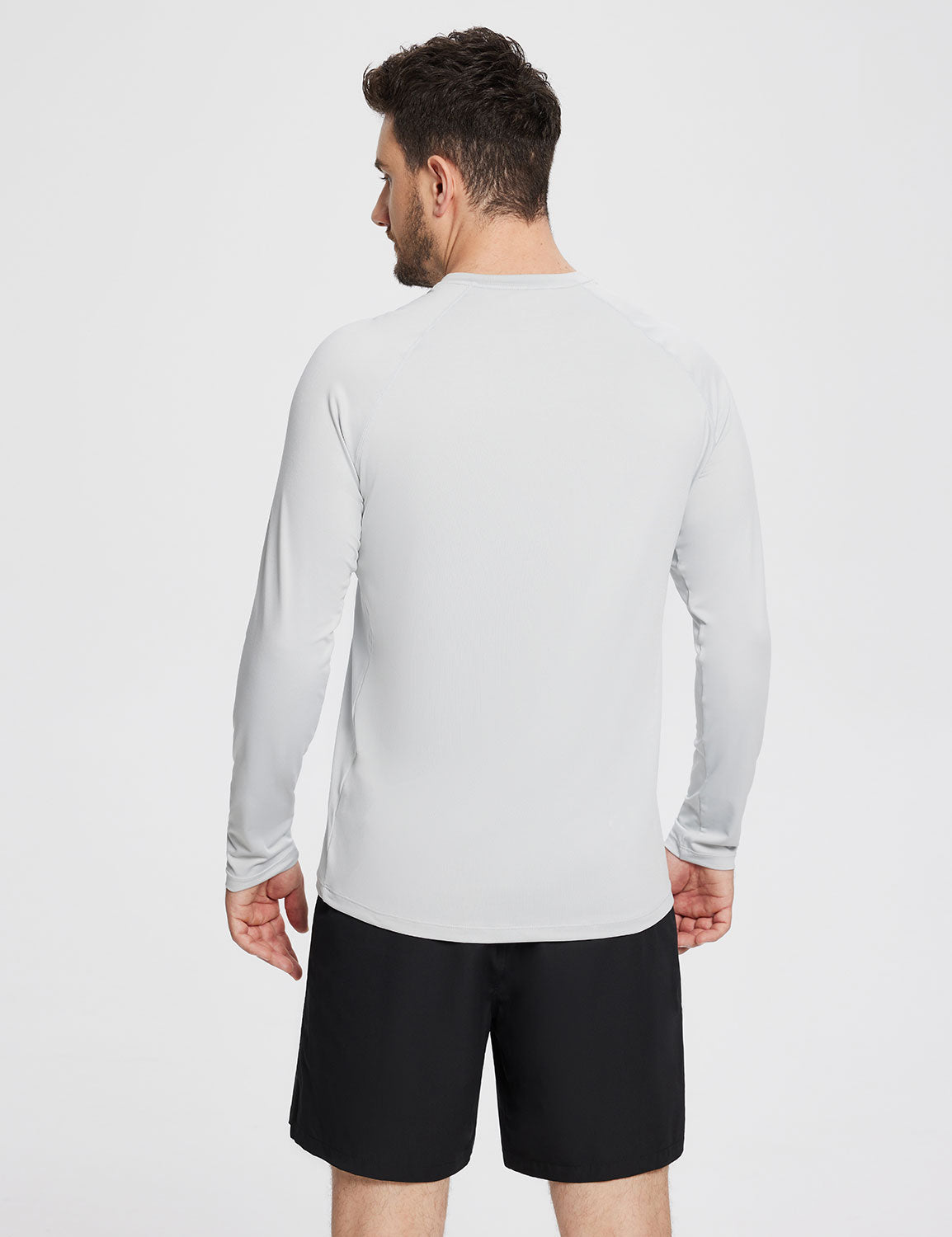 Baleaf Men's Sustainable Long-Sleeve Baselayer Glacier Grey Back