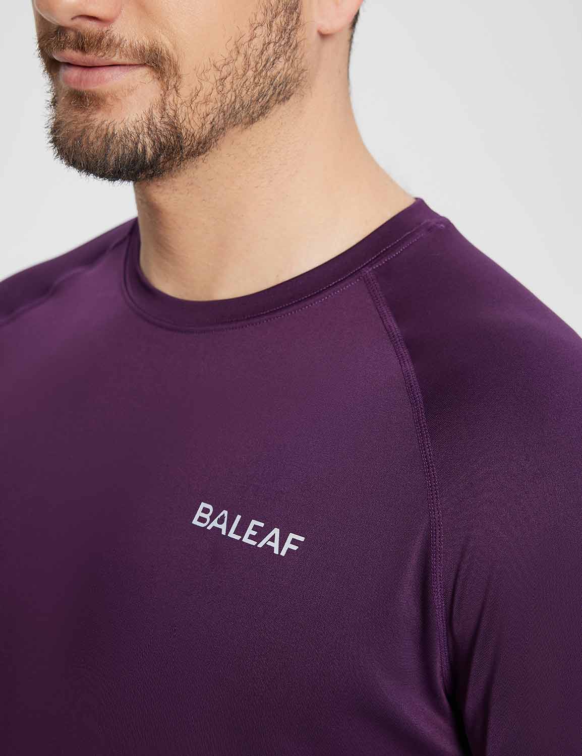 Baleaf Men's Sustainable Long-Sleeve Baselayer Shadow Purple Details