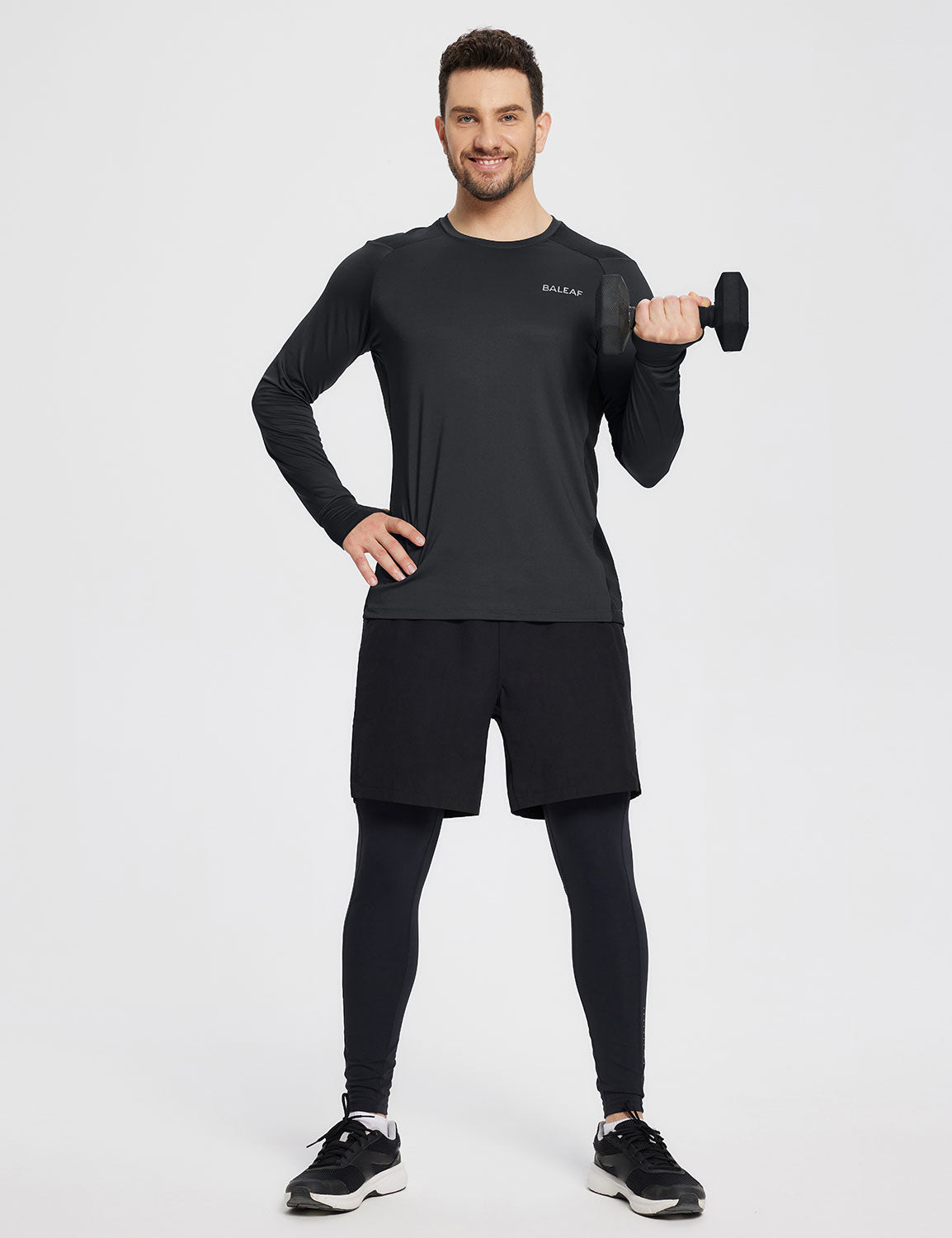 Baleaf Men's Sustainable Long-Sleeve Baselayer Anthracite Full