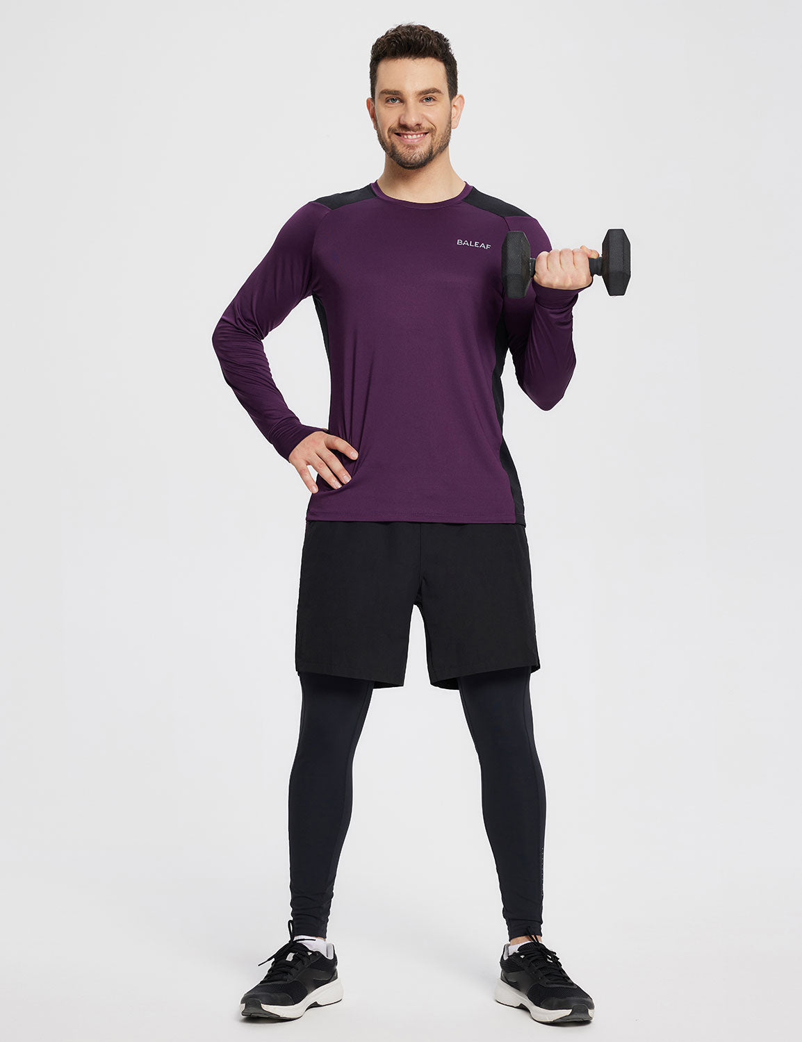 Baleaf Men's Sustainable Long-Sleeve Baselayer Shadow Purple Full