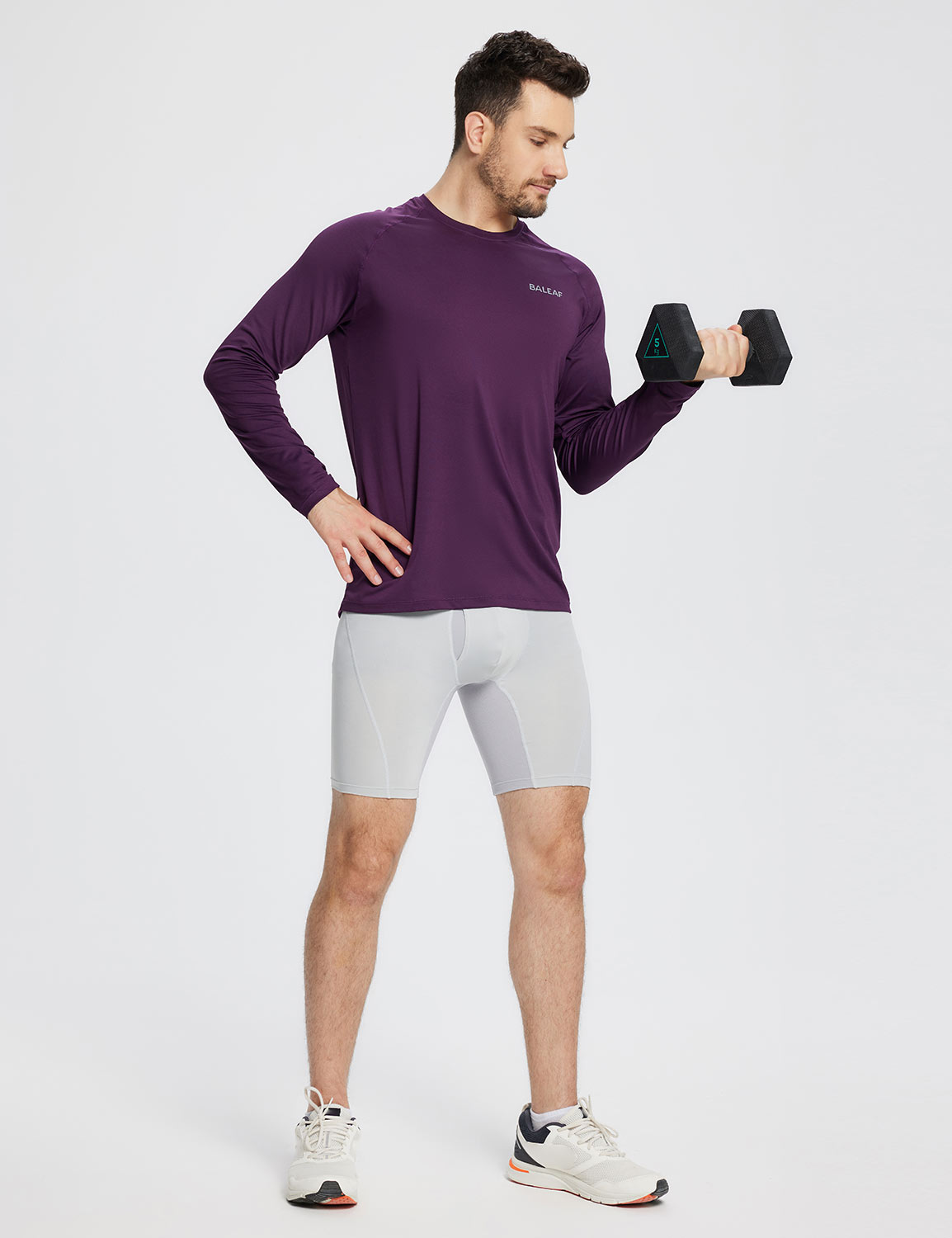 Baleaf Men's Sustainable Long-Sleeve Baselayer Shadow Purple Full