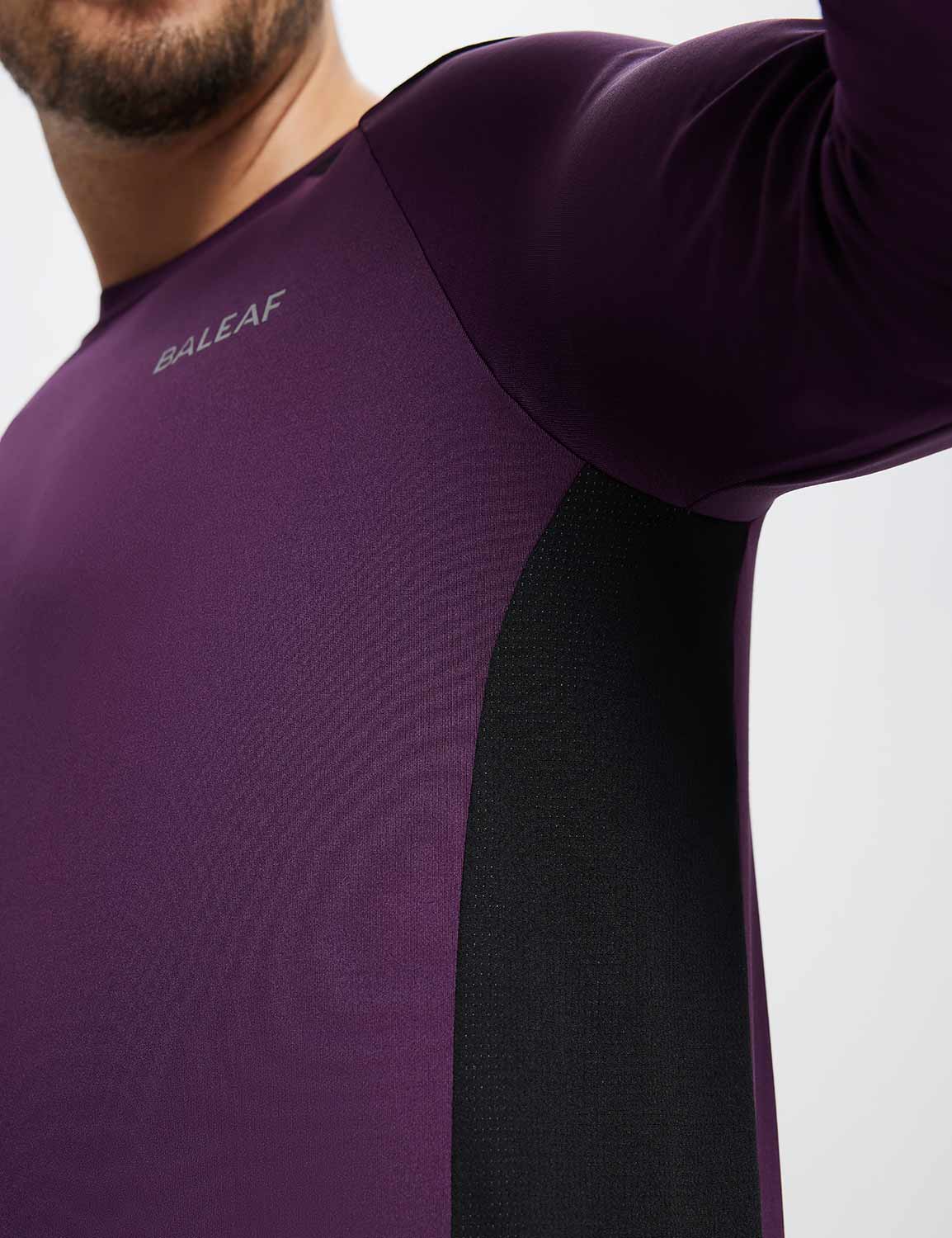 Baleaf Men's Sustainable Bodyfit Baselayer Shadow Purple Details