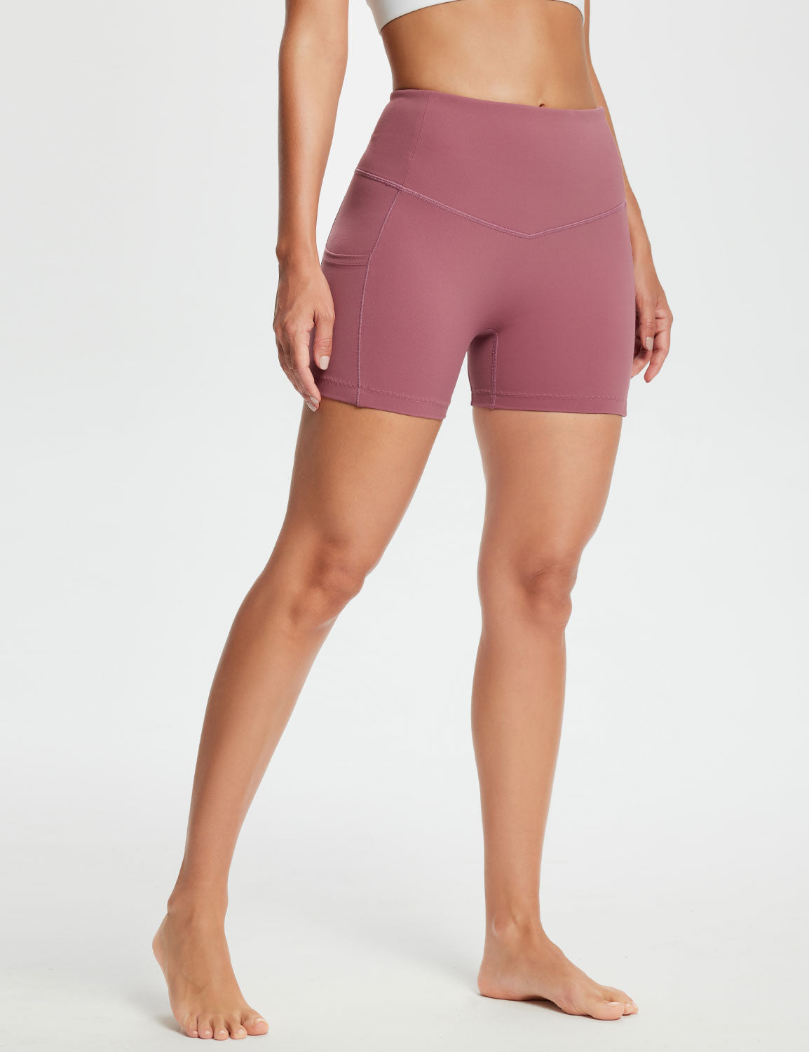 Baleaf Women's Flyleaf Squat-Proof Shorts dbh046 Dry Rose Main