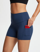 Baleaf Women's Flyleaf Squat-Proof Shorts dbh046 Mood Indigo Details