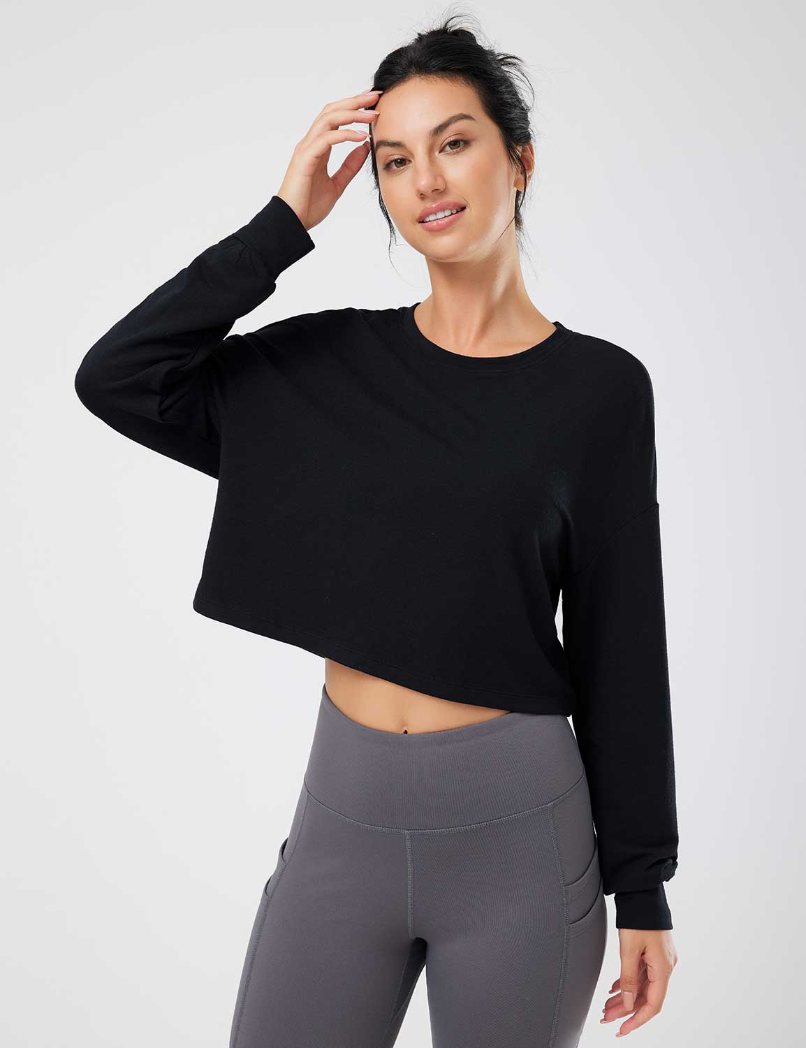 Baleaf Women's Evergreen Modal Oversized Cropped Top (Website Exclusive) dbd090  Anthracite Main