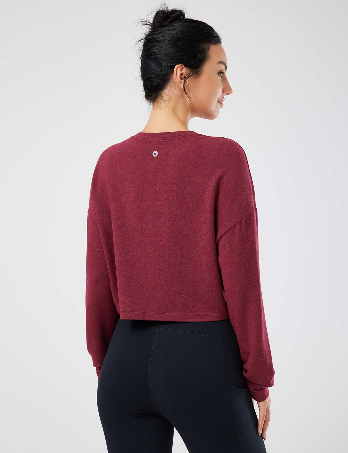 Baleaf Women's Evergreen Modal Oversized Cropped Top (Website Exclusive) dbd090 Wine Red Back