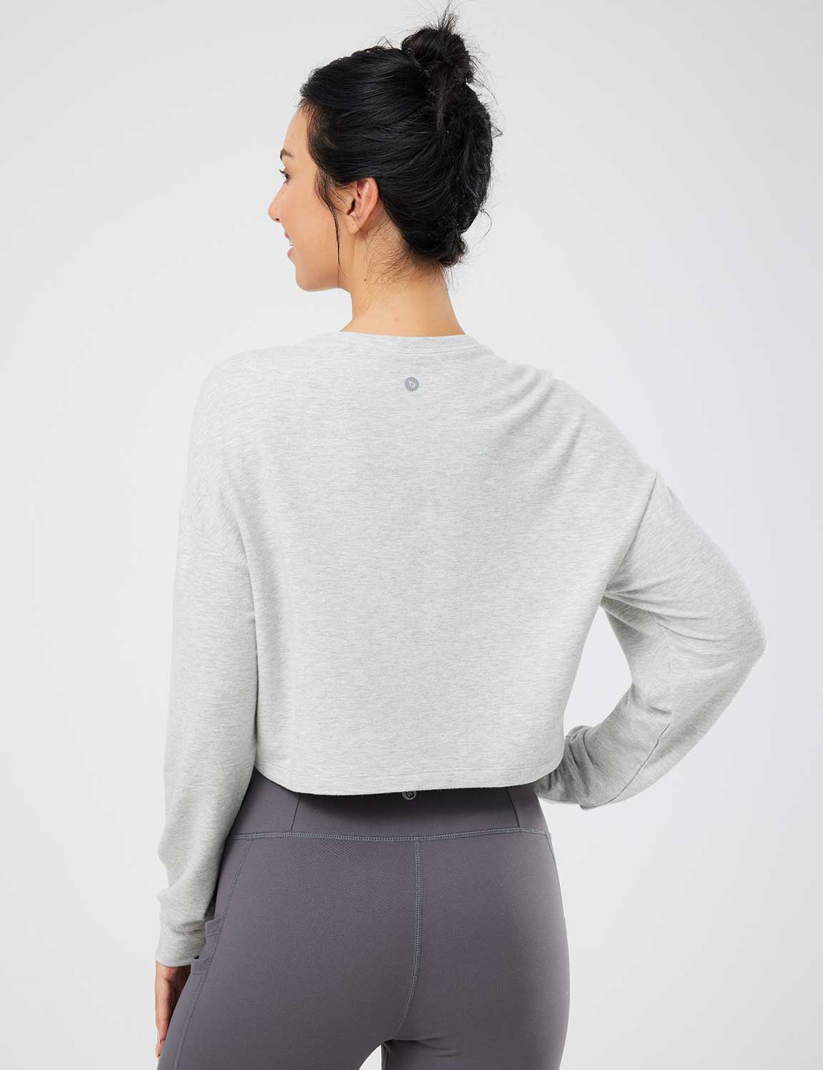 Baleaf Women's Evergreen Modal Oversized Cropped Top (Website Exclusive) dbd090 Grey Back