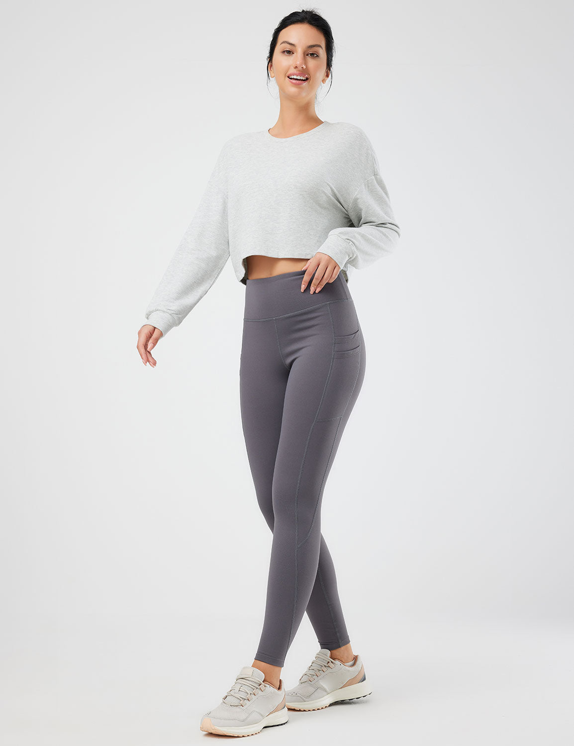 Baleaf Women's Evergreen Modal Oversized Cropped Top (Website Exclusive) dbd090 Grey Full
