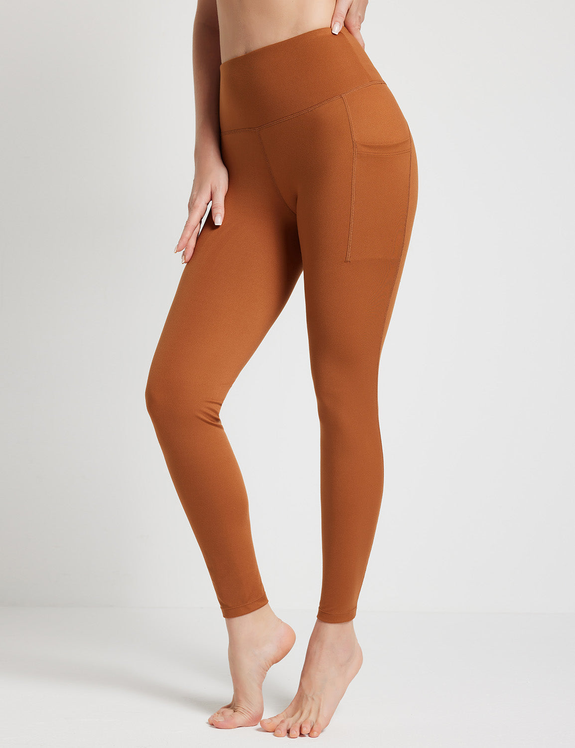 Baleaf Women's Sustainable Seamless Leggings dbh093 Caramel Cafe Side