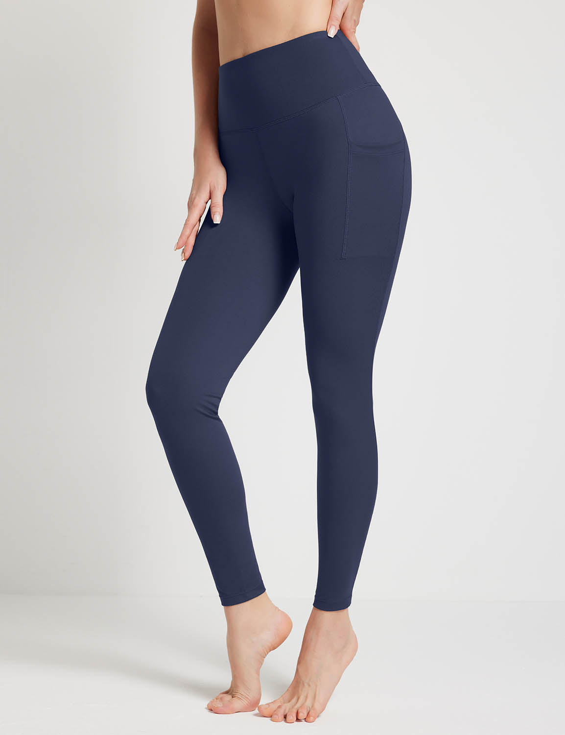 Baleaf Women's Sustainable Seamless Leggings dbh093 Dark Sapphire Side