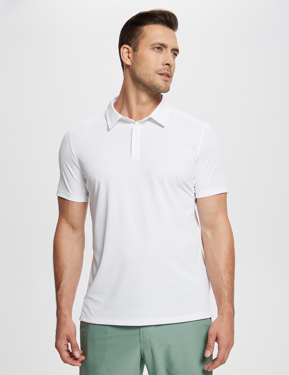 Baleaf Men's Laureate UPF50+ Golf Polo Shirt (Website Exclusive) dfa020 Lucent White Side