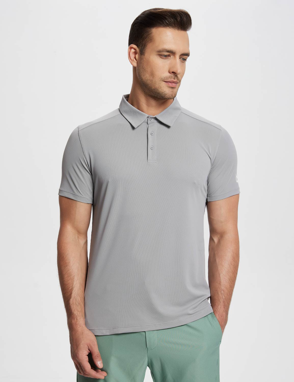 Baleaf Men's Laureate UPF50+ Golf Polo Shirt (Website Exclusive) dfa020 Alloy Side