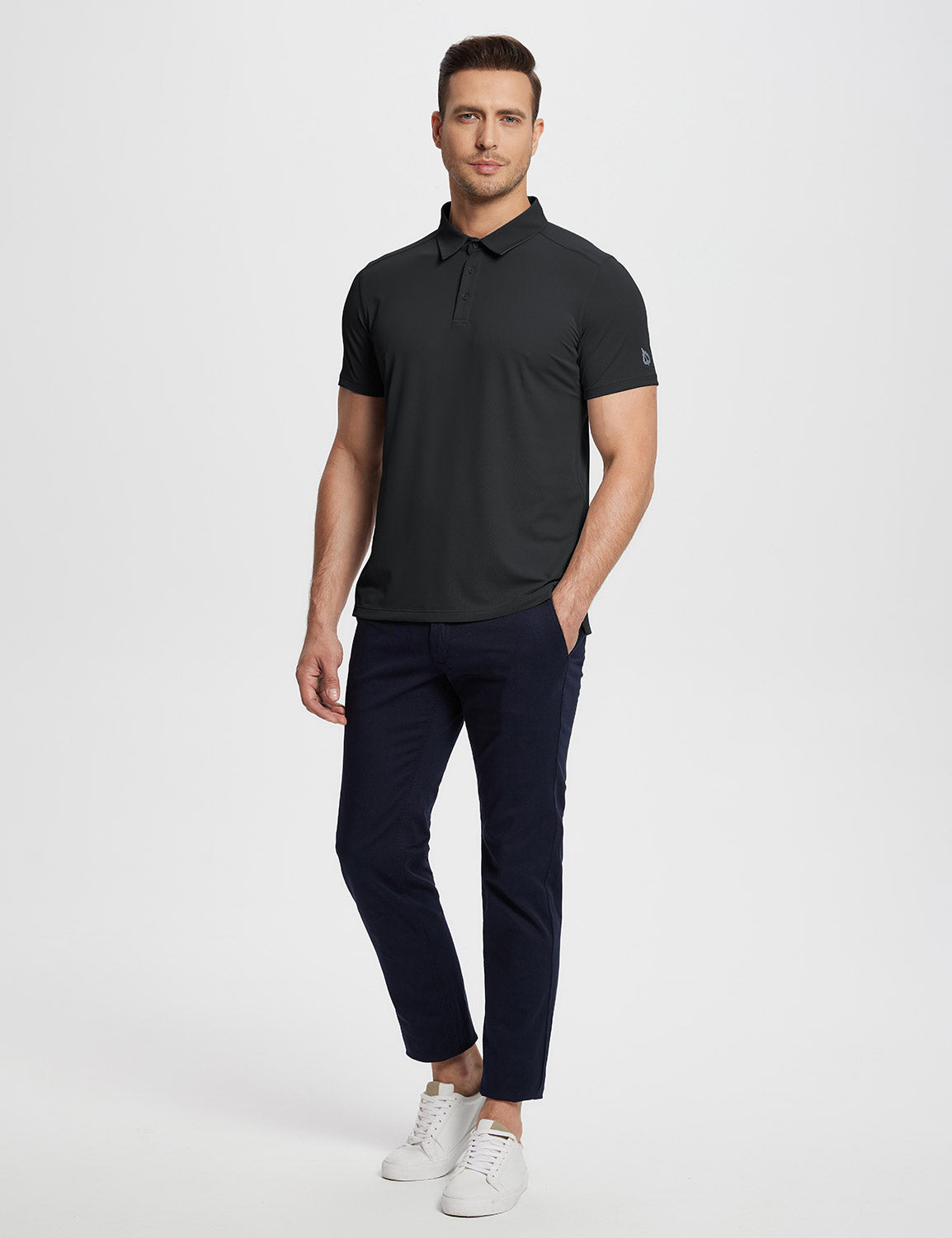 Baleaf Men's Laureate UPF50+ Golf Polo Shirt (Website Exclusive) dfa020 Jet Black Full
