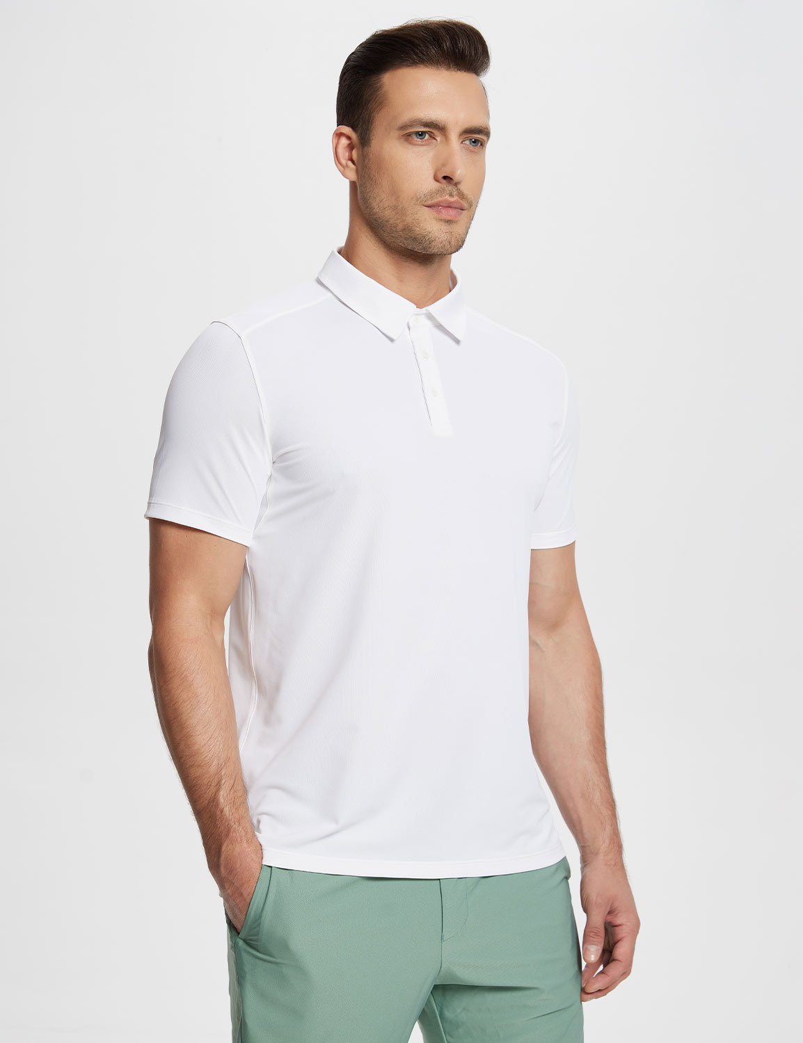 Baleaf Men's Laureate UPF50+ Golf Polo Shirt (Website Exclusive) dfa020 Lucent White Main